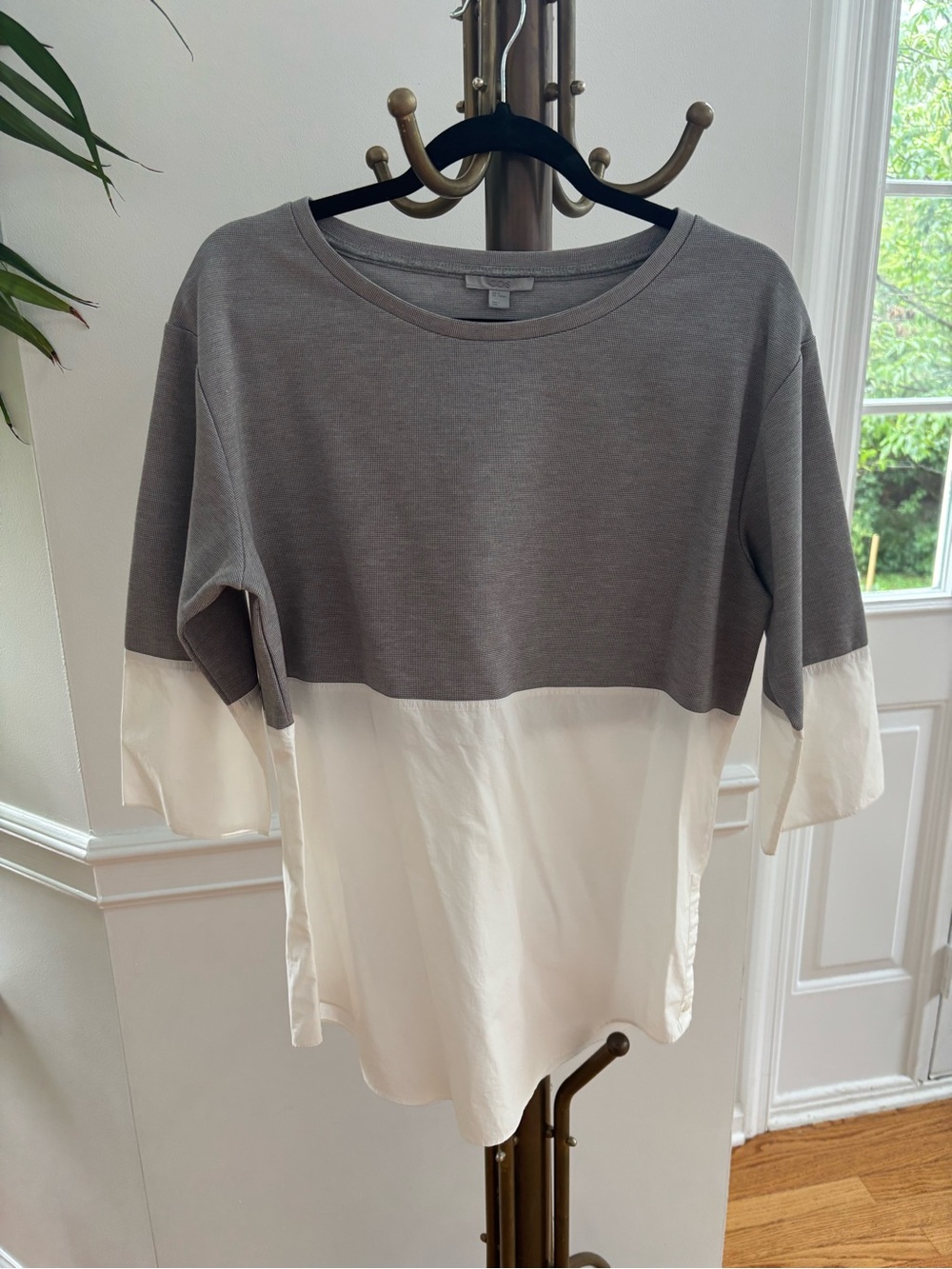 COS Two-Tone Tunic Top in Gray and White